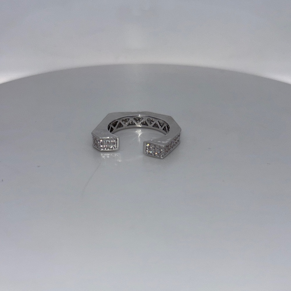 Pavé Open Octagon Ring in Silver